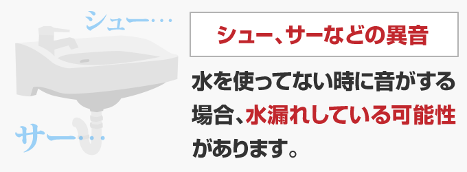 「シュー」「サー」と水を使っていないのに音がする場合