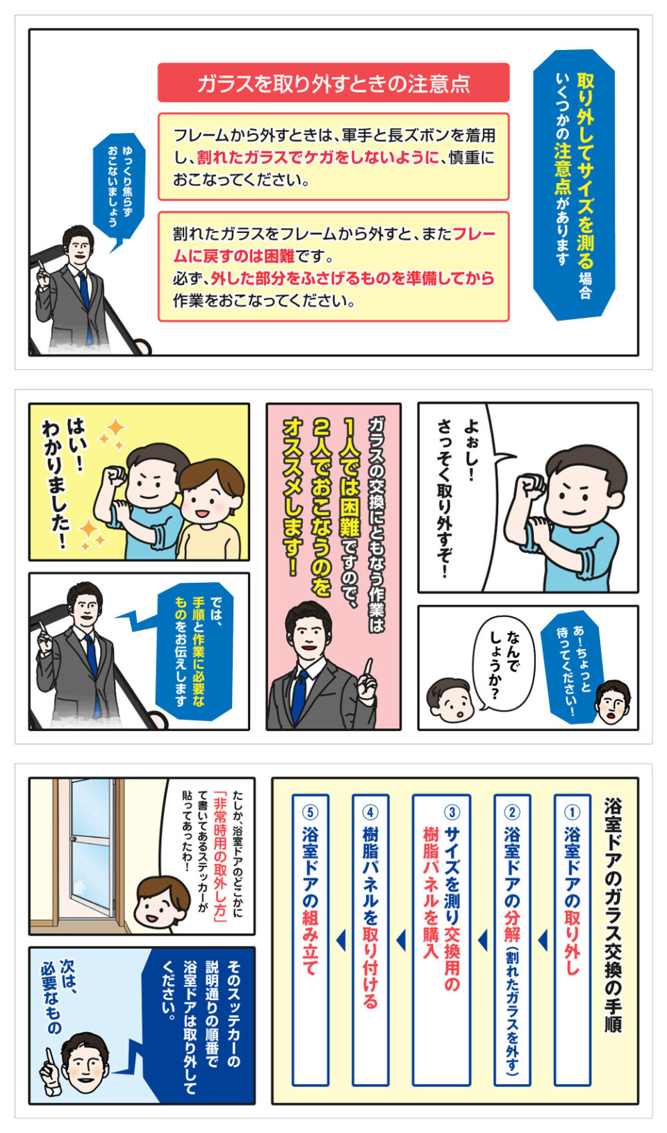 自分で交換 お風呂場・浴室扉のドアガラス修理方法！アクリル樹脂パネル交換-4